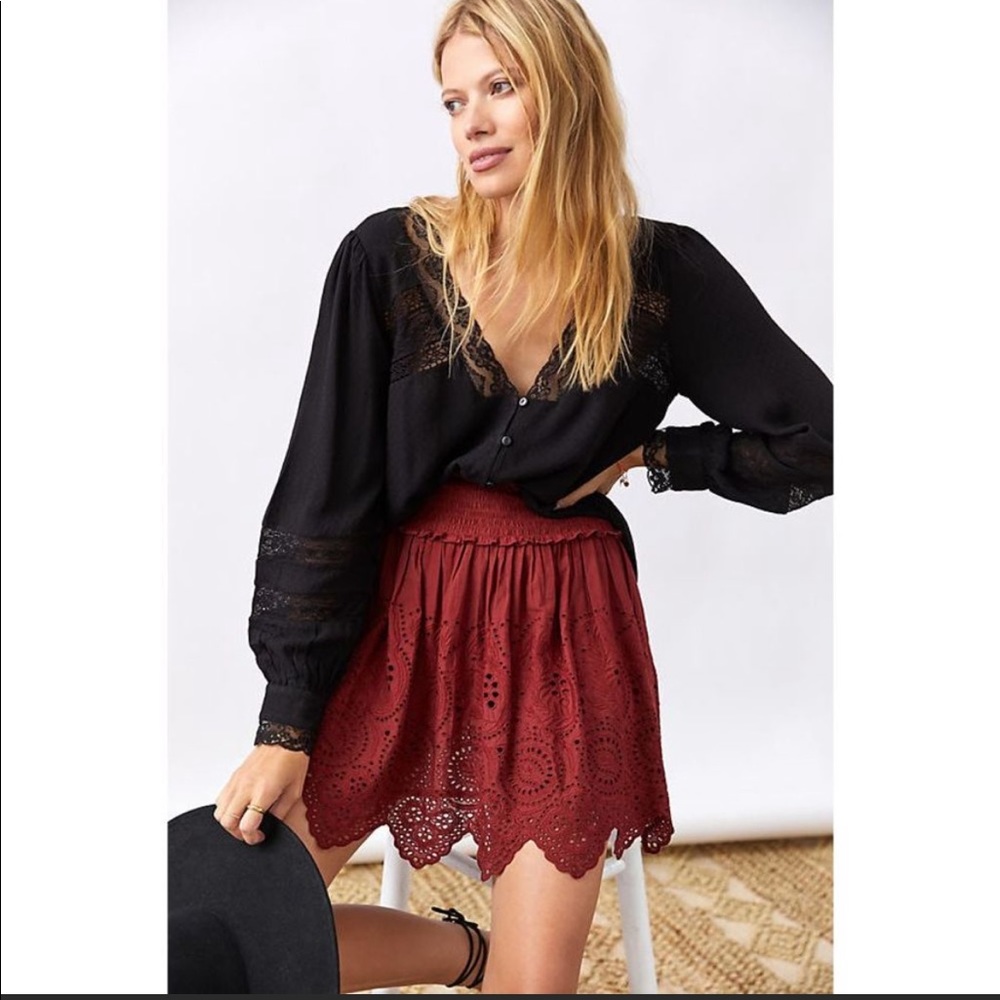 NWT ANTHROPOLOGIE Forever That Girl Puff-Sleeved Lace Blouse S